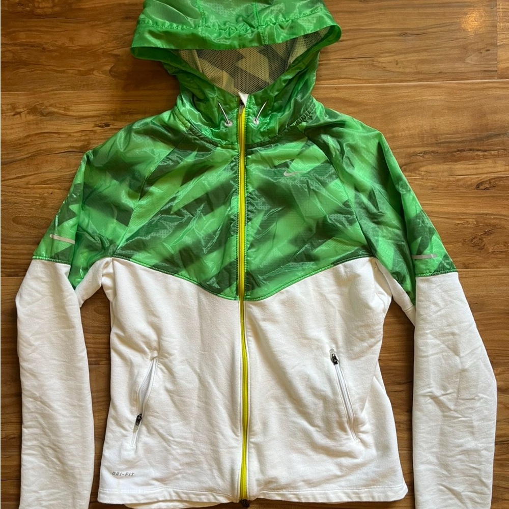 Women’s Nike Green and White Hooded Jacket